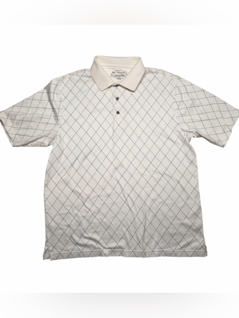 Jos. A. Bank Leadbetter Golf Polo Shirt Men's Size Med White Black Diamond